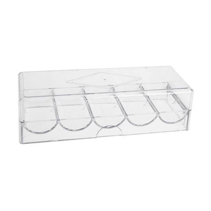 Rack à Jetons De Poker En Acrylique Kleagary – Transparent, 5 Rangées De 20, Couvercle Inclus